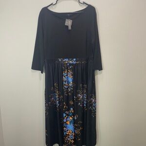 Reborn dress floral skirt black blue